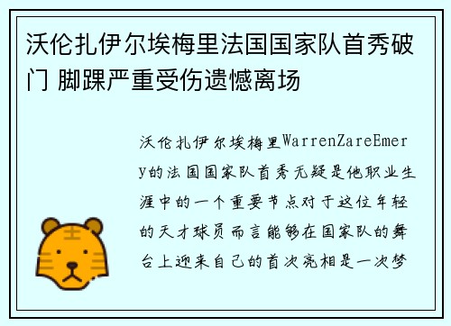 沃伦扎伊尔埃梅里法国国家队首秀破门 脚踝严重受伤遗憾离场 沃伦扎伊尔埃梅里法国国家队首秀破门 脚踝严重受伤遗憾离场